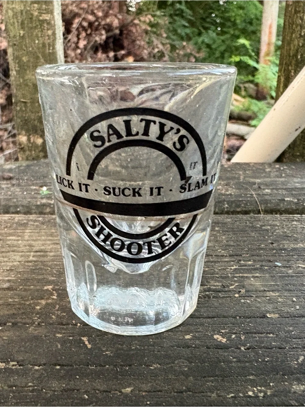 Shooter Shot Glass - Clear Glass with Black Logo